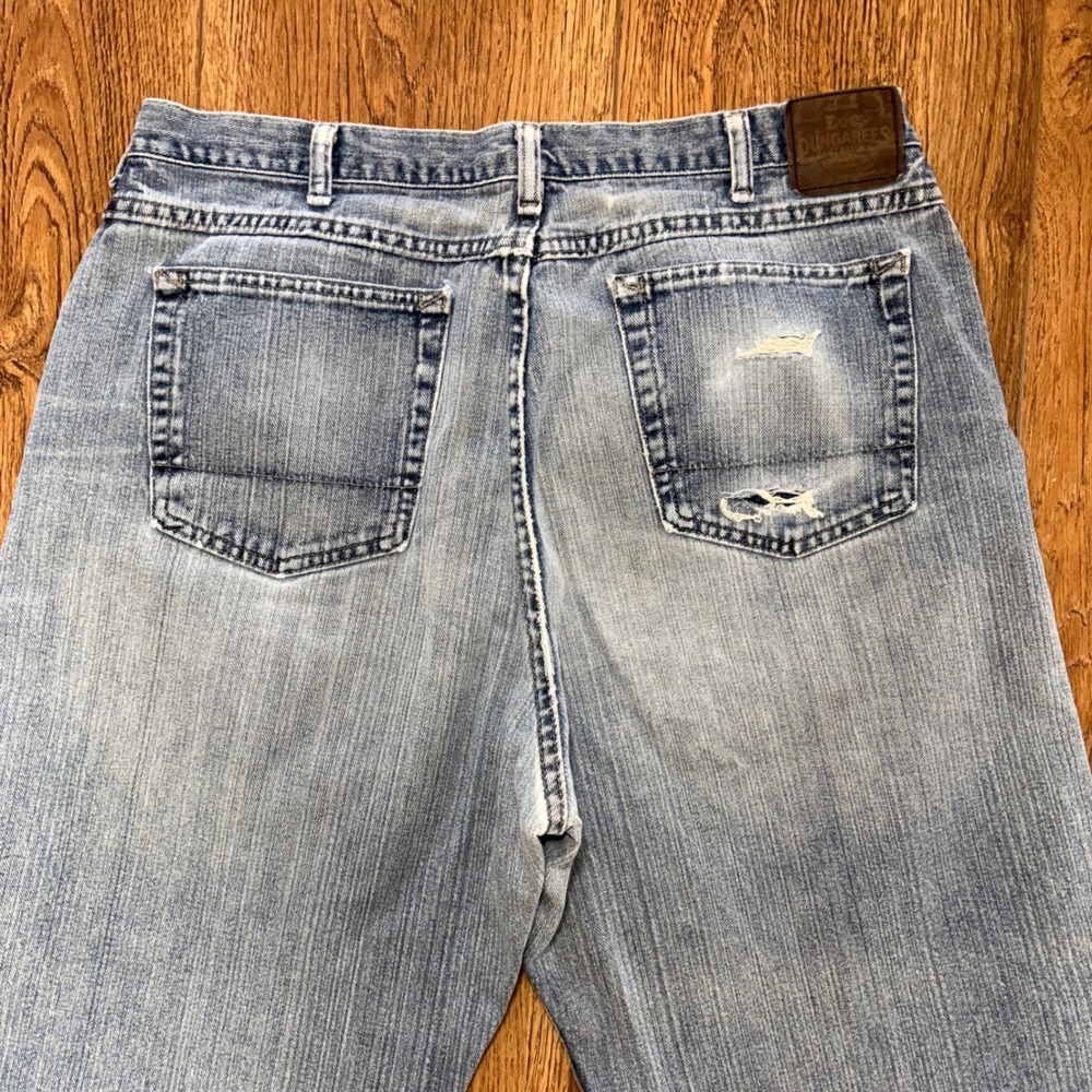 VTG Lee Dungarees Loose Straight Leg Fit Blue Jeans 90s Mens 36x33 Baggy Denim - Picture 10 of 10